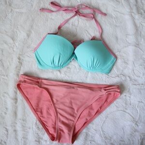 Aeries Pink and Aqua Bikini Set